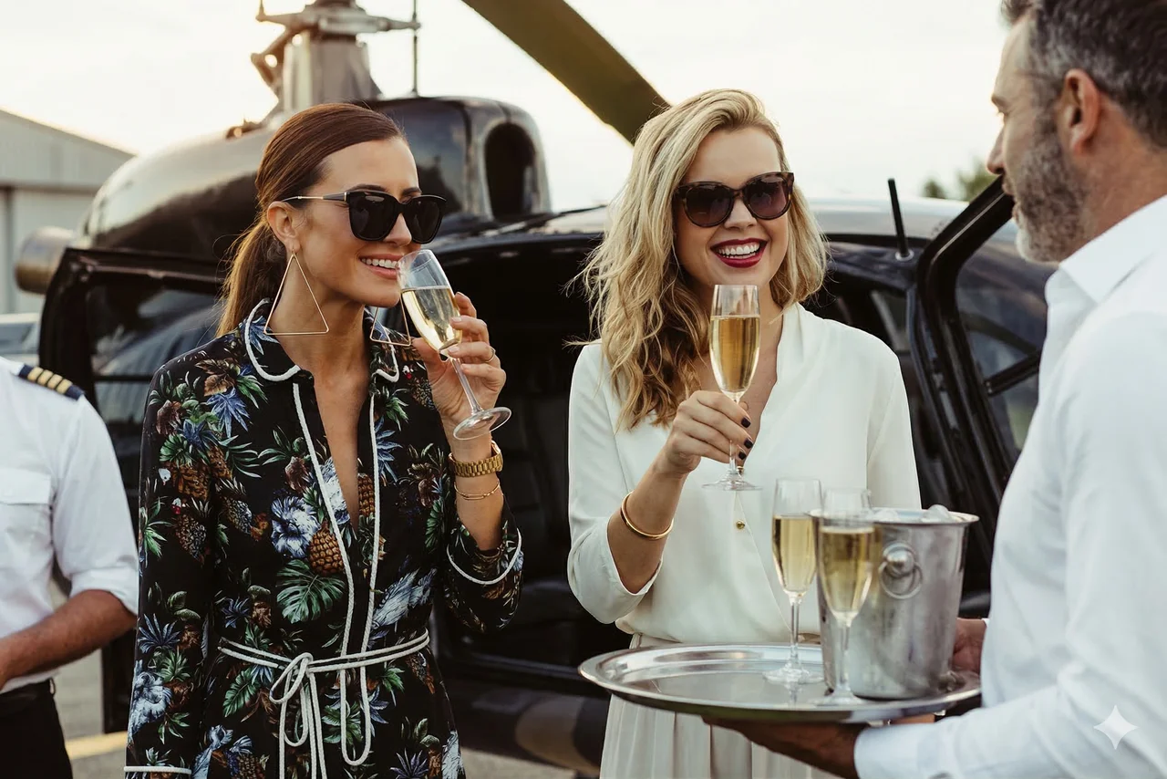 High-value hotel guests being welcomed with champagne upon arrival at a luxury property